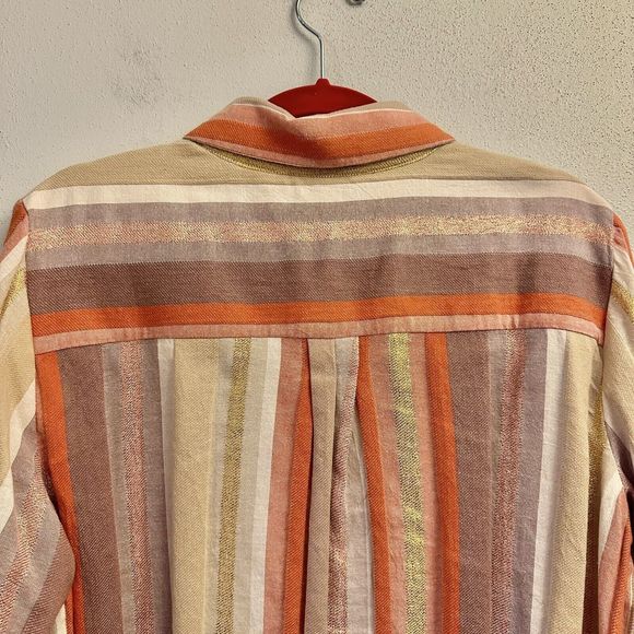 Soft Surroundings Maddalena‎ Metallic Striped Button Down Shirt in Size XL - Picture 16 of 16